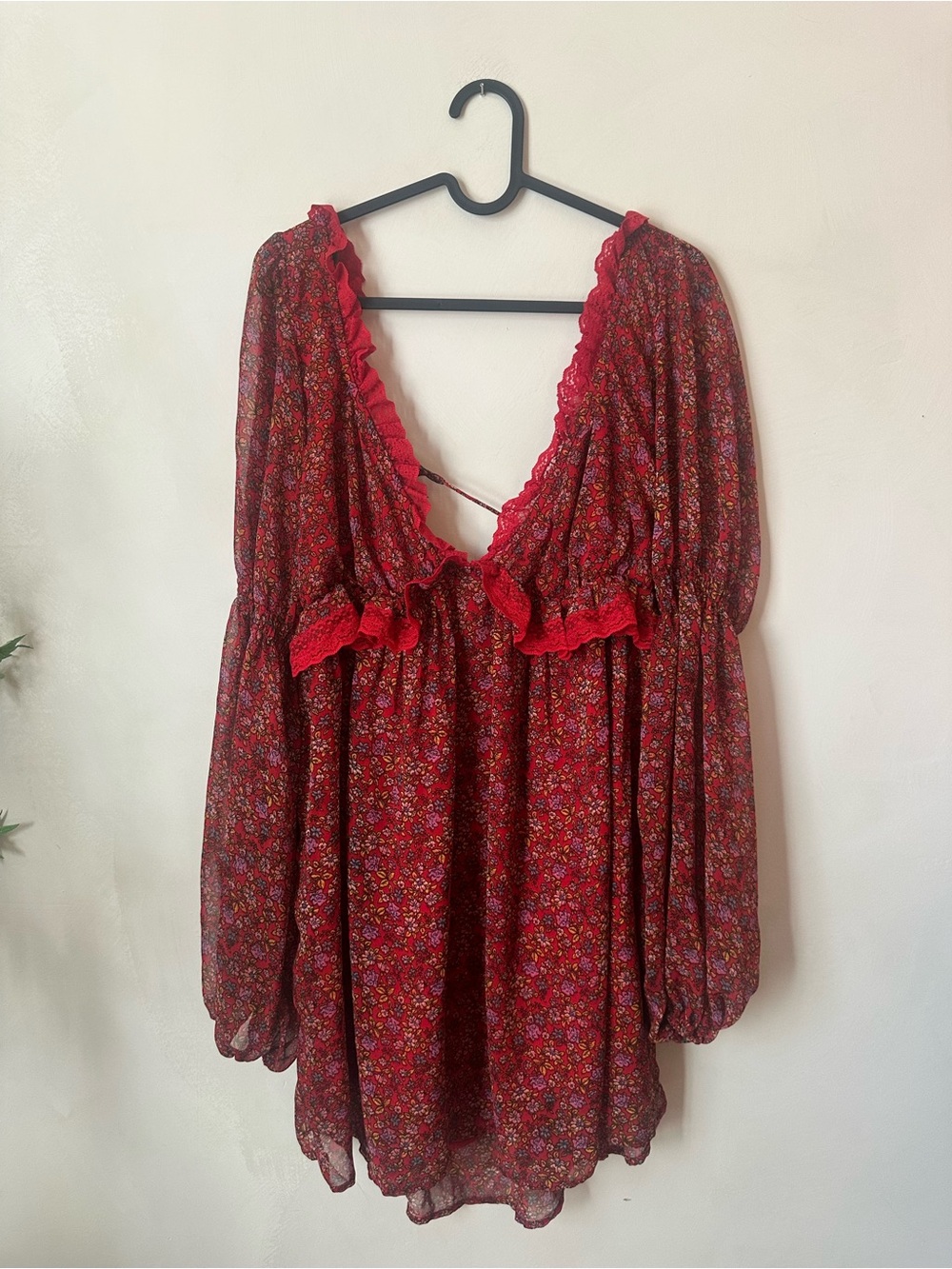 Free People Pennie Printed Babydoll Mini Dress Size Large